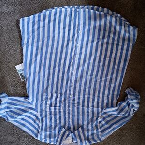 Striped Blue and White Button-Up Shirt